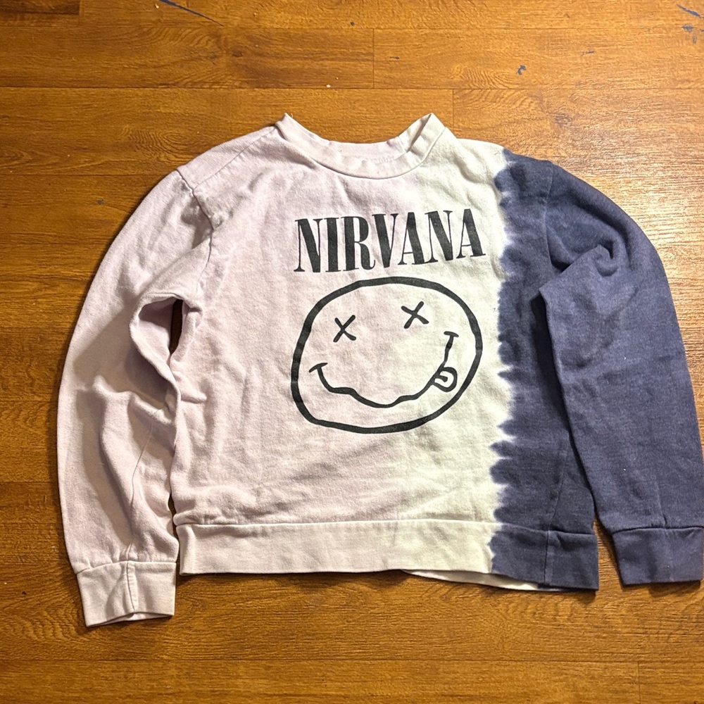 NIRVANA Black and White Smiley Face Tee